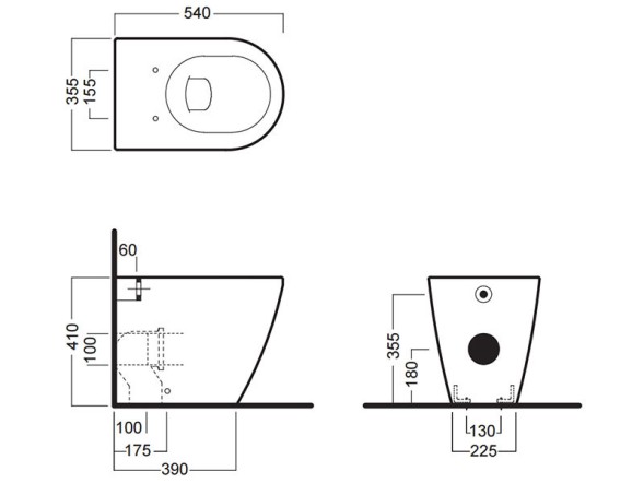 Унитаз HATRIA Fusion A0Y1ZA25 напольный безободковый слив универсальный цвет белый матовый