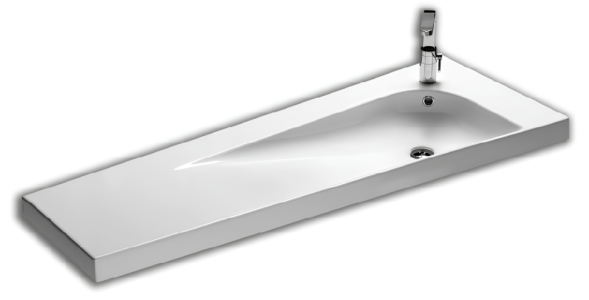 Раковина HATRIA GRANDANGOLO YXF601 подвесная или на тумбу с одним отверстием с переливом цвет белый