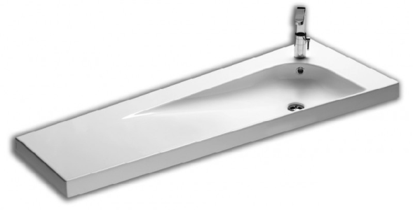 Раковина HATRIA GRANDANGOLO YXF601 подвесная или на тумбу с одним отверстием с переливом цвет белый