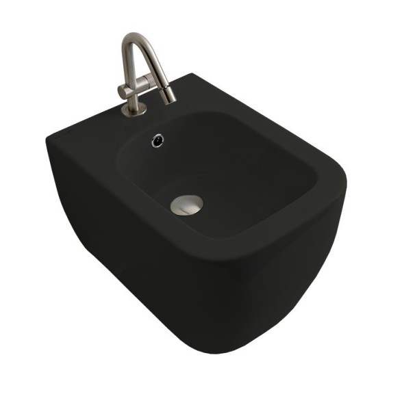 Биде Scarabeo TEOREMA 2.0 подвесное с одним отверстием цвет лава матовая с антибактериальным и грязеотталкивающим покрытием BIOKER 5127 37 BK