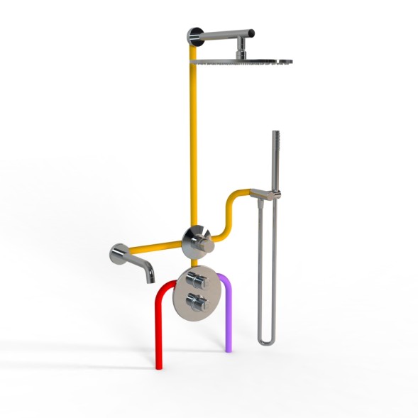 Paini Комплект на 3 потребителя с термостатом Cox , для ванны/душа, хром