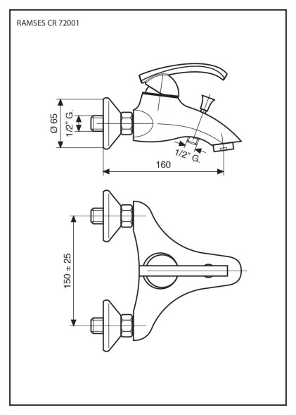 Emmevi Ramses, однорычажный смеситель для ванны без ручного душа 72001CR