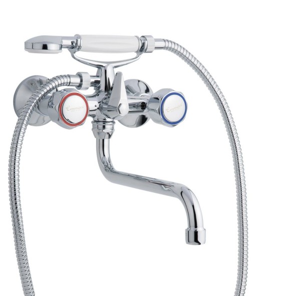 Смеситель Sole с длинным изливом (25см) и ручным душем для ванной, цвет хром 15011СМ25CR