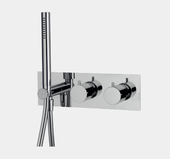 Смеситель для душа, Fima Carlo Frattini, Fimatherm, на 2 потребителя, цвет-брашированный чёрный хром F3049WX3CS