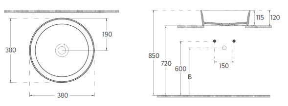 Раковина накладная ISVEA Peak 10PE65038 круглая 38 см без отверстия для смесителя цвет белый 10PE65038