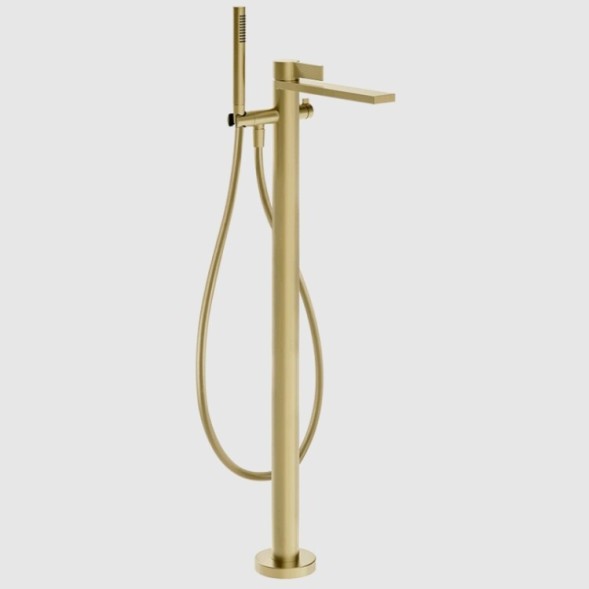 Gessi Смеситель для ванны и душа, Inverso Rigato, напольный, цвет Латунь матовая  73528#727