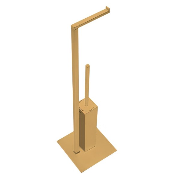 Стойка COLOMBO DESIGN MINI Q B5018.OM с держателем туалетной бумаги и ершиком цвет золото матовое