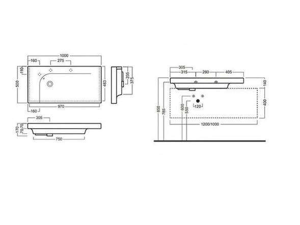 Раковина HATRIA GRANDANGOLO YXF701 подвесная или на тумбу с одним отверстием с переливом цвет белый