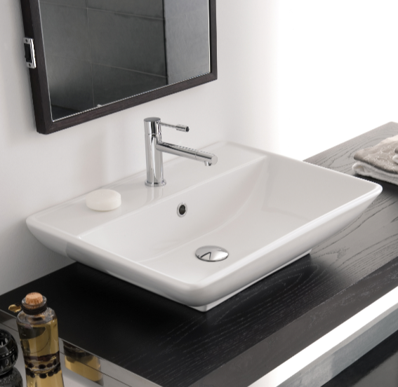 Раковина Scarabeo KYLIS накладная с переливом с одним отверстием цвет белый 8046/R