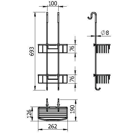 Душевая полка LANGBERGER ACCESSORIES 70164 подвесная цвет хром
