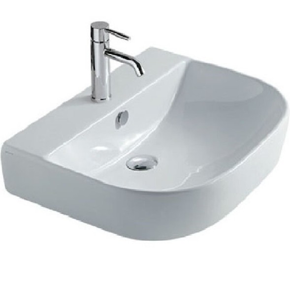 Раковина GALASSIA M2, EDEN 5208 подвесная с тремя отверстиями с переливом цвет белый глянцевый