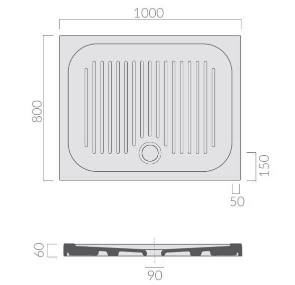 Поддон GALASSIA FLAT 1026 антискользящая поверхность 80x100x6