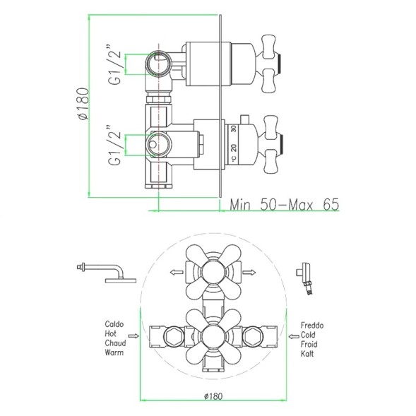 Смеситель для душа встраиваемый с термостатом Webert Armony AM970902015, хром