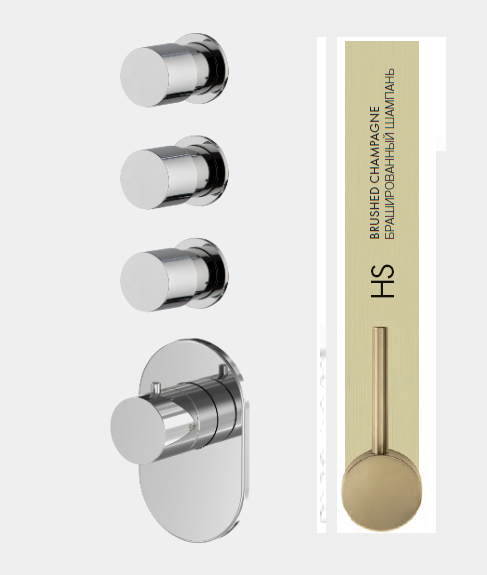 Смеситель для душа, Fima Carlo Frattini, Fimatherm, на 3 потребителя, цвет-шампань брашированная F3253X3HS