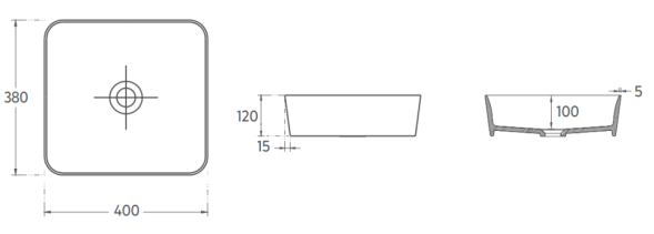 Раковина накладная ISVEA Peak 10PE65040 квадратная 40 см без отверстия для смесителя цвет белый 10PE65040