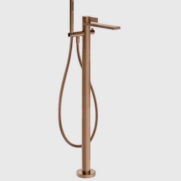 Gessi Смеситель для ванны и душа, Inverso Rigato, напольный, цвет медь матовая  73528#708