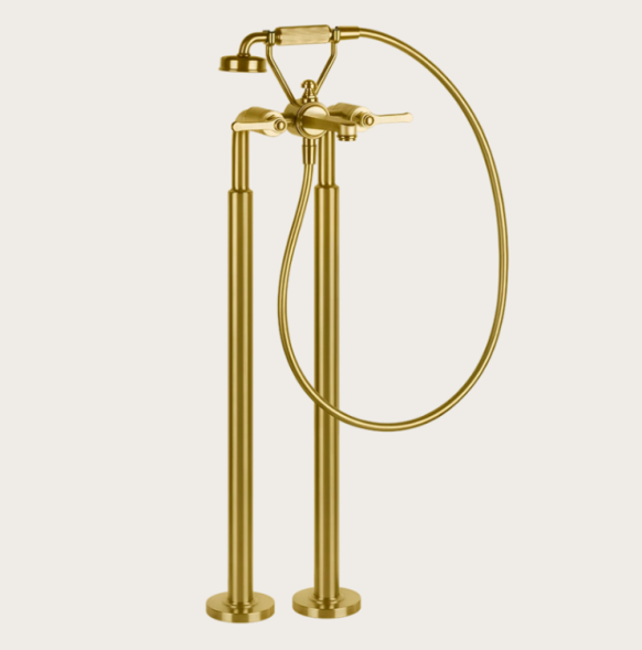Gessi Смеситель для ванны и душа, VENTI20, напольный, цвет брашиварованное золото