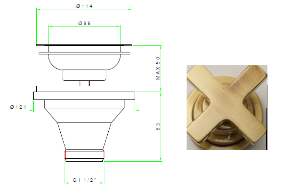 Nicolazzi Донный клапан Ricambi для раковин 1 1/2" 5554 BZ цвет бронза