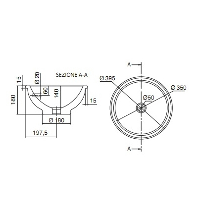 Раковина Scarabeo LAVABI D’ARREDO встраиваемая сверху без перелива без отверстий цвет белый 8020
