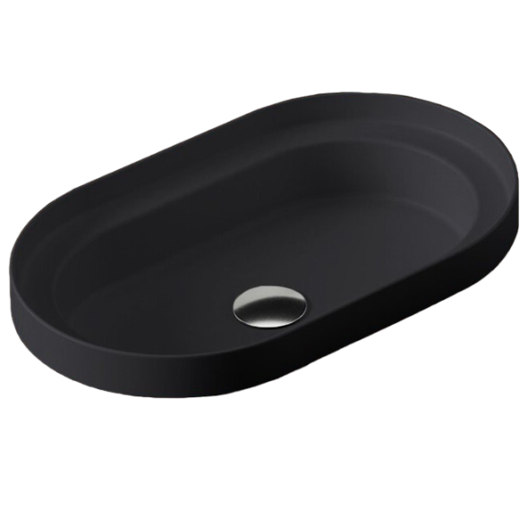Раковина Artceram Fuori Scala полувстраиваемая без отверстий  цвет черный матовый TFL033 17 00