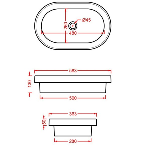 Раковина Artceram Fuori Scala полувстраиваемая без отверстий  цвет черный матовый TFL033 17 00