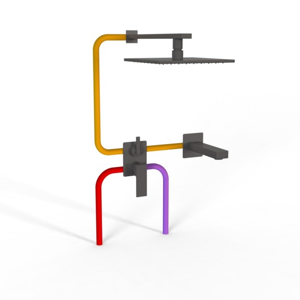 Paini Комплект на 2 потребителя Grazia , для ванны с верхним душем, черный брашированный PVD