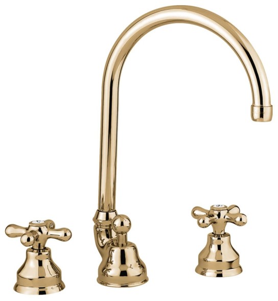 Emmevi Deco Classic, двухвентильный смеситель для раковины (излив 18,7 см), на 3 отверстия, с донным клапаном, цвет бронза 12043/BR