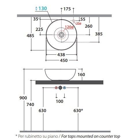 Раковина GLOBO T-EDGE на столешницу без отверстий цвет белый B6T45BI