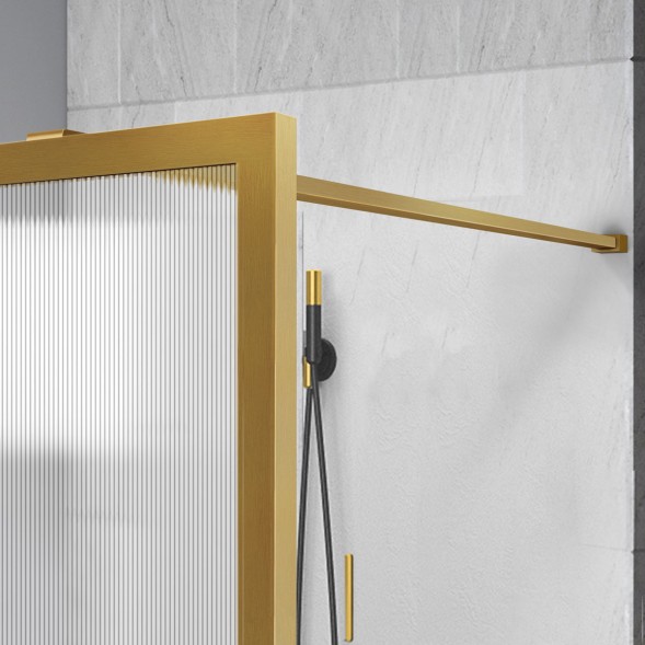 Vincea Душевая перегородка Волк-Ин (Walk-In) VSW-1HP120FLBG, 1200*2000, брашированное золото, стекло рифленое