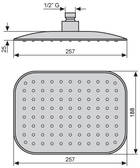 Emmevi, прямоугольная головка верхнего душа. 257*188 мм. ABS, цвет хром C06675/CR