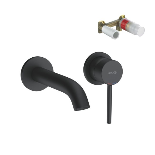 Смеситель KLUDI BOZZ BLACK SET 382443976S для раковины настенный встраиваемый со скрытой частью в комплекте