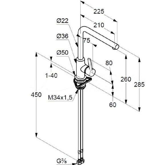 Смеситель KLUDI L-INE S 408033975 для кухни