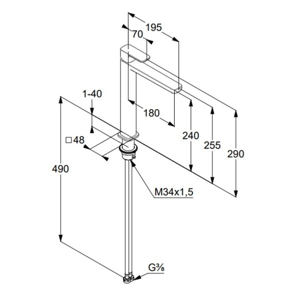Смеситель KLUDI RENON 422985375 для раковины на одно отверстие высокий