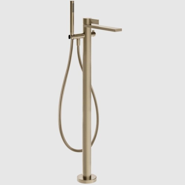 Gessi Смеситель для ванны и душа, Inverso Rigato, напольный, цвет Никель матовый 73528#149