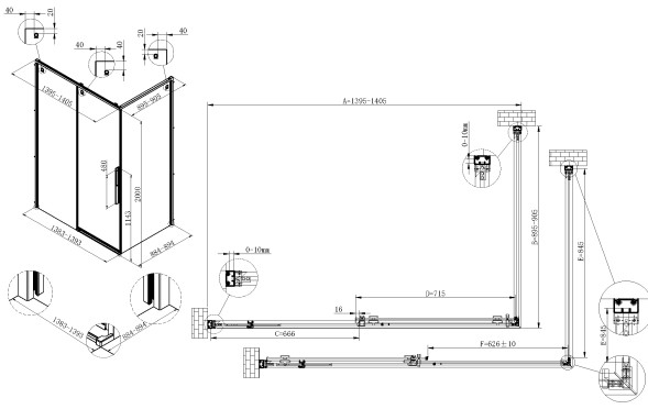 Vincea Душевой уголок Ультима (Ultima) VSR-7UL9014CLG, 1400*900, брашированное золото, стекло прозрачное