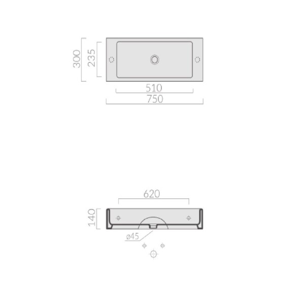 Раковина GALASSIA PLUS DESIGN 6036S накладная или подвесная без отверстий с переливом цвет белый глянцевый
