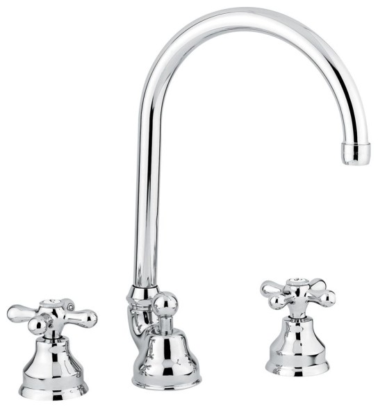Emmevi Deco Classic, двухвентильный смеситель для раковины (излив 18,7 см), на 3 отверстия, с донным клапаном, цвет хром 12043/CR