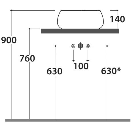 Раковина GLOBO T-EDGE на столешницу без отверстий цвет белый TE035BI