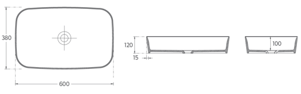 Раковина накладная ISVEA Peak 60 прямоугольная 60см с отверстием под смеситель цвет белый 10PE67060