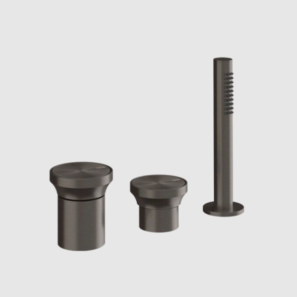 Gessi Смеситель для ванны и душа, Origini, на 2 потребителя, цвет Черный брашированный металл  66043#707