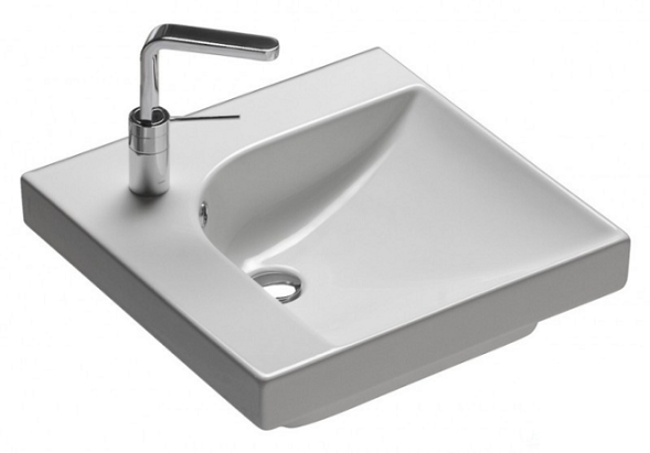 Раковина HATRIA GRANDANGOLO YXFA01 подвесная или на тумбу с одним отверстием с переливом цвет белый