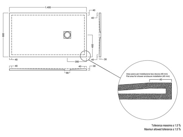 Поддон HATRIA Petra_H3 PA14008000100 в пол цвет белый