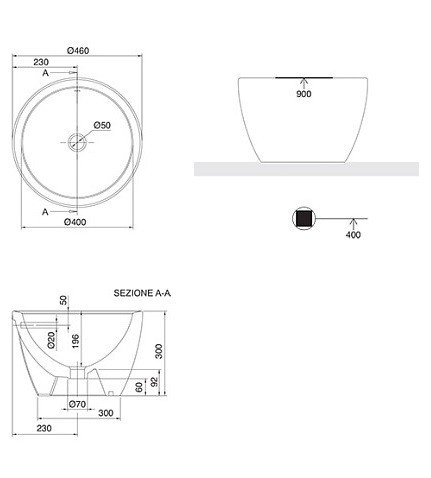 Раковина Scarabeo MATTY накладная с переливом без отверстий цвет белый 8055
