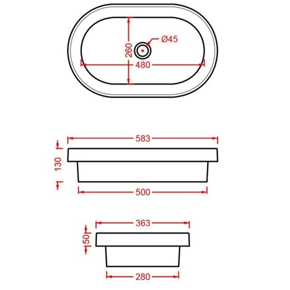 Раковина Artceram Fuori Scala полувстраиваемая без отверстий цвет белый матовый TFL033 05 00