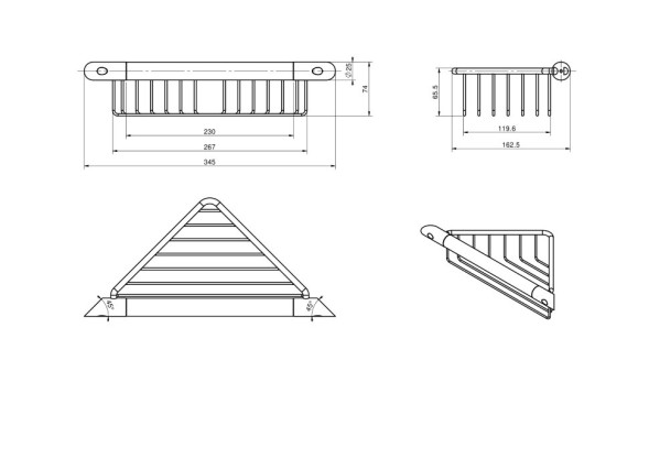Душевая полка LANGBERGER ACCESSORIES 72155 подвесная с поручнем цвет хром