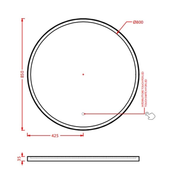 Зеркало Artceram Look Ring сенсорное с LED подсветкой цвет moka ACS016 56