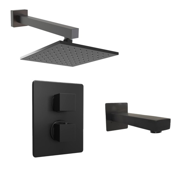 Paini 21PZSET26911THBATHHEAD Комплект для ванны Грация на 2 потребителя, с термостатом, с верхним душем, встраиваемый, брашированный чёрный