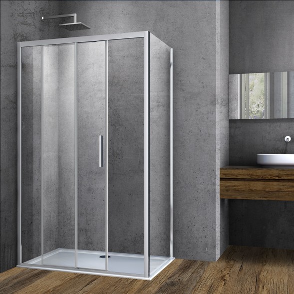 Vincea Душевой уголок Софт (Soft) VSR-3SO1014CL, 1400*1000, хром, стекло прозрачное