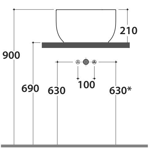 Раковина GLOBO T-EDGE на столешницу без отверстий цвет белый TE038BI