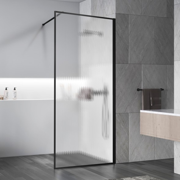 Vincea Душевая перегородка Волк-Ин (Walk-In) VSW-1HP110FLB, 1100*2000, черный, стекло рифленое
